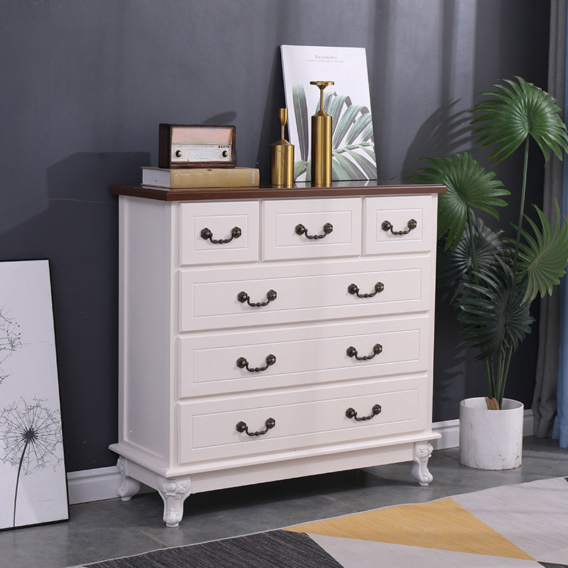 Contemporary Bedroom Storage Chest Solid Wood Soft-Close Drawers Dresser 35"L x 14"W x 35"H Natural Wood White Clearhalo 'Bedroom Furniture' 'Dressers & Chests' 'dressers_chests' 'furn' 'furn_dressers_chests' 'Furniture' 5890727
