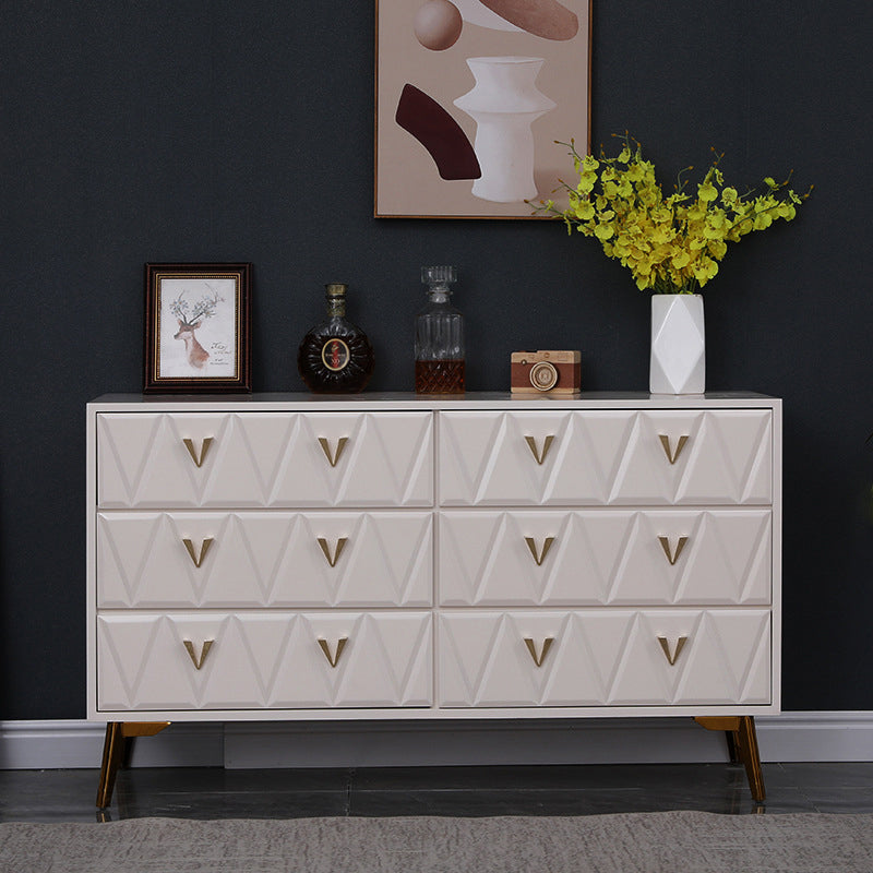 Contemporary Bedroom Storage Chest Solid Wood Soft-Close Drawers Dresser 47"L x 14"W x 28"H Ivory Clearhalo 'Bedroom Furniture' 'Dressers & Chests' 'dressers_chests' 'furn' 'furn_dressers_chests' 'Furniture' 5890730