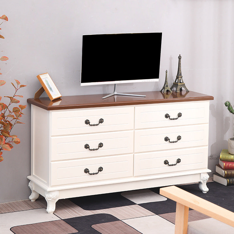 Contemporary Bedroom Storage Chest Solid Wood Soft-Close Drawers Dresser 45"L x 14"W x 25"H Natural Wood White Clearhalo 'Bedroom Furniture' 'Dressers & Chests' 'dressers_chests' 'furn' 'furn_dressers_chests' 'Furniture' 5890734