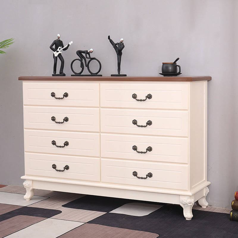 Contemporary Bedroom Storage Chest Solid Wood Soft-Close Drawers Dresser 45"L x 14"W x 31"H Natural Wood White Clearhalo 'Bedroom Furniture' 'Dressers & Chests' 'dressers_chests' 'furn' 'furn_dressers_chests' 'Furniture' 5890735