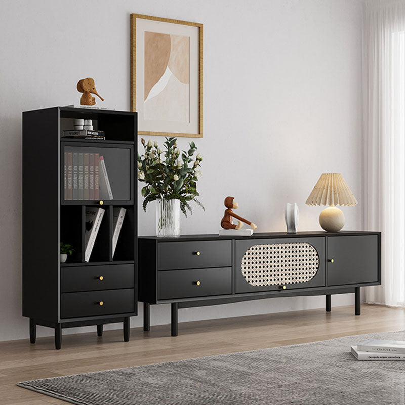 Pine Wood 22.05" H TV Stand Modern 2-Drawer 2-Door TV Stand Console Clearhalo 'furn' 'furn_tv_stands_entertainment_centers' 'Furniture' 'Living Room Furniture' 'TV Stands & Entertainment Centers' 'TV Stands & Media Storage Furniture' 'tv_stands_entertainment_centers' 5890916