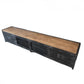 Industrial Iron & Pine Wood TV Stand for TVs 19.69" H 4 Doors TV Console Aged Silver Clearhalo 'furn' 'furn_tv_stands_entertainment_centers' 'Furniture' 'Living Room Furniture' 'TV Stands & Entertainment Centers' 'TV Stands & Media Storage Furniture' 'tv_stands_entertainment_centers' 5890945