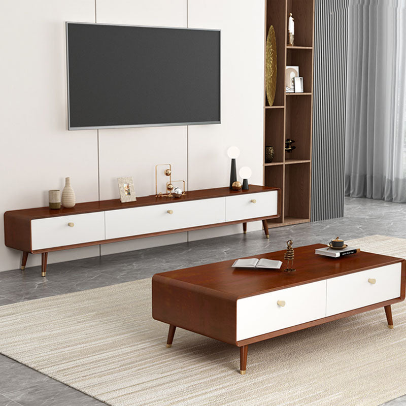 Solid Wood 13.78" H TV Stand Nordic 2 Drawers TV Stand Console Clearhalo 'furn' 'furn_tv_stands_entertainment_centers' 'Furniture' 'Living Room Furniture' 'TV Stands & Entertainment Centers' 'TV Stands & Media Storage Furniture' 'tv_stands_entertainment_centers' 5890973