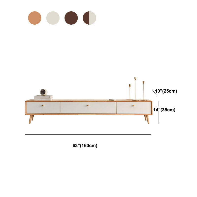 Solid Wood 13.78" H TV Stand Nordic 2 Drawers TV Stand Console Clearhalo 'furn' 'furn_tv_stands_entertainment_centers' 'Furniture' 'Living Room Furniture' 'TV Stands & Entertainment Centers' 'TV Stands & Media Storage Furniture' 'tv_stands_entertainment_centers' 5890976