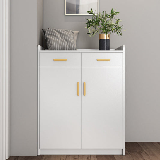 Modern Wood Cabinet Bar Pulls Rectangle Side Cabinet with Drawer 31"L x 13"W x 39"H White