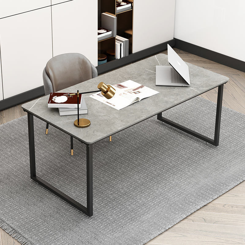 30"H Contemporary Office Desk Rectangular Writing Desk for Office 55.1"L x 31.5"W x 29.5"H Light Gray Clearhalo 'furn' 'furn_office_desk' 'Furniture' 'Office Desks' 'Office Furniture' 'office_desk' 5891716