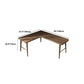 Modern Solid Wood Writing Desk L-Shape Writing Desk in Brown