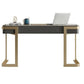 Dark Taupe Writing Desk Curved Sled Office Desk with Drawers Glam