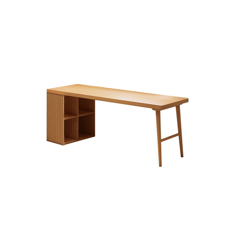 Solid Wood Rectangular Writing Desk Modern Office Meeting Desk with Bookcase 63"L x 23.6"W x 29.5"H Clearhalo 'furn' 'furn_office_desk' 'Furniture' 'Office Desks' 'Office Furniture' 'office_desk' 5892003