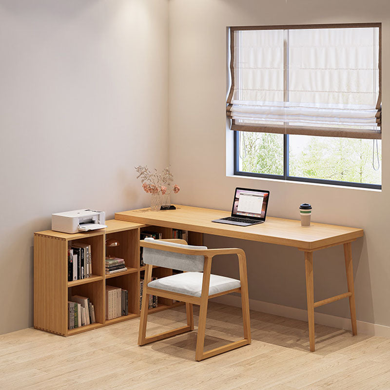 Solid Wood Rectangular Writing Desk Modern Office Meeting Desk with Bookcase Clearhalo 'furn' 'furn_office_desk' 'Furniture' 'Office Desks' 'Office Furniture' 'office_desk' 5892005