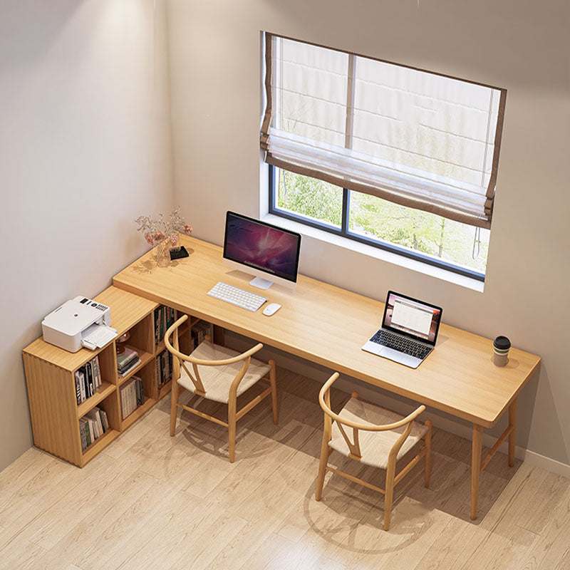Solid Wood Rectangular Writing Desk Modern Office Meeting Desk with Bookcase Clearhalo 'furn' 'furn_office_desk' 'Furniture' 'Office Desks' 'Office Furniture' 'office_desk' 5892006