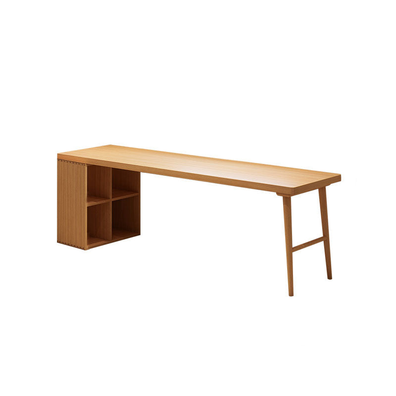 Solid Wood Rectangular Writing Desk Modern Office Meeting Desk with Bookcase 78.7"L x 23.6"W x 29.5"H Clearhalo 'furn' 'furn_office_desk' 'Furniture' 'Office Desks' 'Office Furniture' 'office_desk' 5892007