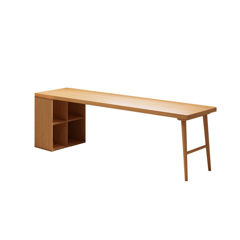 Solid Wood Rectangular Writing Desk Modern Office Meeting Desk with Bookcase 87"L x 24"W x 30"H Clearhalo 'furn' 'furn_office_desk' 'Furniture' 'Office Desks' 'Office Furniture' 'office_desk' 5892008
