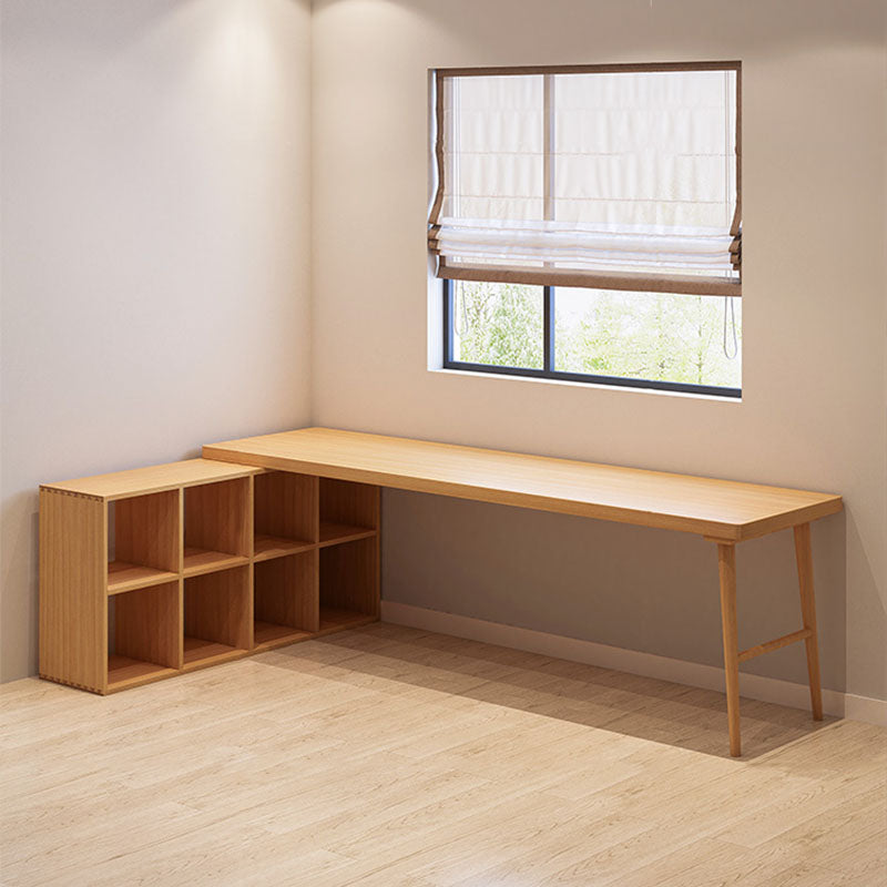 Solid Wood Rectangular Writing Desk Modern Office Meeting Desk with Bookcase Clearhalo 'furn' 'furn_office_desk' 'Furniture' 'Office Desks' 'Office Furniture' 'office_desk' 5892009
