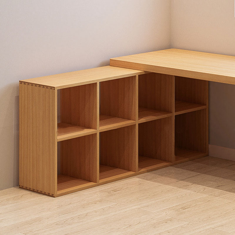 Solid Wood Rectangular Writing Desk Modern Office Meeting Desk with Bookcase Clearhalo 'furn' 'furn_office_desk' 'Furniture' 'Office Desks' 'Office Furniture' 'office_desk' 5892014