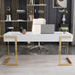 Escritorio con 1 cajón, escritorio de oficina rectangular Glam, madera artificial