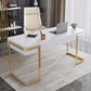 Escritorio con 1 cajón, escritorio de oficina rectangular Glam, madera artificial