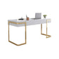 Escritorio con 1 cajón, escritorio de oficina rectangular Glam, madera artificial