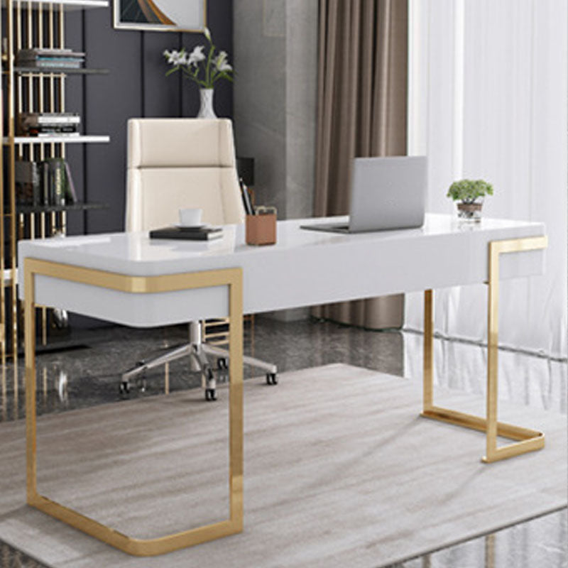 Escritorio con 1 cajón, escritorio de oficina rectangular Glam, madera artificial