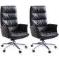 Modern Fixed Arms Desk Chair Height-adjustable Office Chair with Wheels Black 2 Piece Set Clearhalo 'furn' 'furn_office_chair' 'Furniture' 'Office Chairs' 'Office Furniture' 'office_chair' 5892461