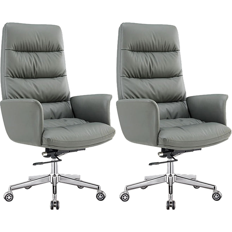 Modern Fixed Arms Desk Chair Height-adjustable Office Chair with Wheels Grey 2 Piece Set Clearhalo 'furn' 'furn_office_chair' 'Furniture' 'Office Chairs' 'Office Furniture' 'office_chair' 5892470