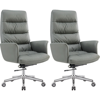 Modern Fixed Arms Desk Chair Height-adjustable Office Chair with Wheels Grey 2 Piece Set Clearhalo 'furn' 'furn_office_chair' 'Furniture' 'Office Chairs' 'Office Furniture' 'office_chair' 5892470