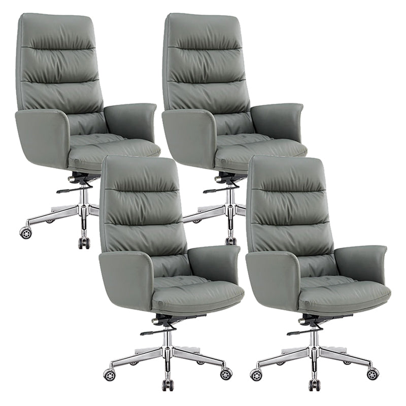 Modern Fixed Arms Desk Chair Height-adjustable Office Chair with Wheels Grey 4 Piece Set Clearhalo 'furn' 'furn_office_chair' 'Furniture' 'Office Chairs' 'Office Furniture' 'office_chair' 5892472