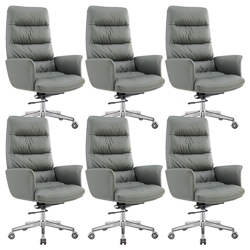 Modern Fixed Arms Desk Chair Height-adjustable Office Chair with Wheels Grey 6 Piece Set Clearhalo 'furn' 'furn_office_chair' 'Furniture' 'Office Chairs' 'Office Furniture' 'office_chair' 5892474
