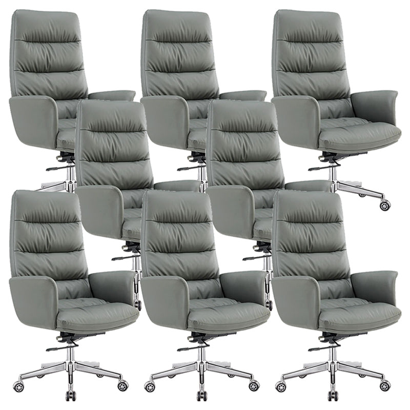 Modern Fixed Arms Desk Chair Height-adjustable Office Chair with Wheels Grey 8 Piece Set Clearhalo 'furn' 'furn_office_chair' 'Furniture' 'Office Chairs' 'Office Furniture' 'office_chair' 5892476