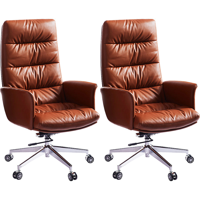 Modern Fixed Arms Desk Chair Height-adjustable Office Chair with Wheels Orange 2 Piece Set Clearhalo 'furn' 'furn_office_chair' 'Furniture' 'Office Chairs' 'Office Furniture' 'office_chair' 5892478