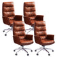 Modern Fixed Arms Desk Chair Height-adjustable Office Chair with Wheels Orange 4 Piece Set Clearhalo 'furn' 'furn_office_chair' 'Furniture' 'Office Chairs' 'Office Furniture' 'office_chair' 5892479