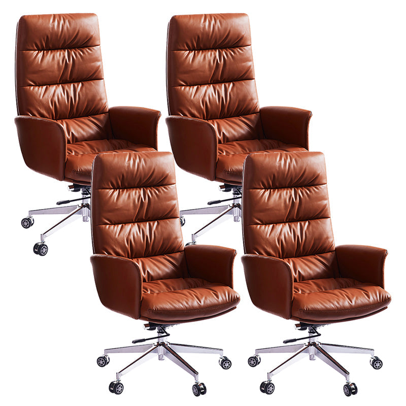 Modern Fixed Arms Desk Chair Height-adjustable Office Chair with Wheels Orange 4 Piece Set Clearhalo 'furn' 'furn_office_chair' 'Furniture' 'Office Chairs' 'Office Furniture' 'office_chair' 5892479