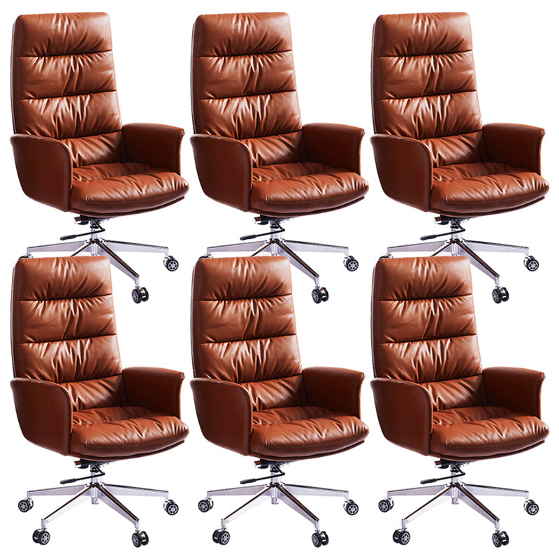 Modern Fixed Arms Desk Chair Height-adjustable Office Chair with Wheels Orange 6 Piece Set Clearhalo 'furn' 'furn_office_chair' 'Furniture' 'Office Chairs' 'Office Furniture' 'office_chair' 5892480