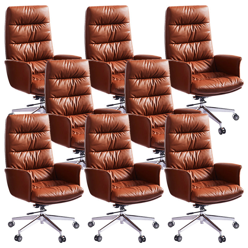 Modern Fixed Arms Desk Chair Height-adjustable Office Chair with Wheels Orange 8 Piece Set Clearhalo 'furn' 'furn_office_chair' 'Furniture' 'Office Chairs' 'Office Furniture' 'office_chair' 5892481