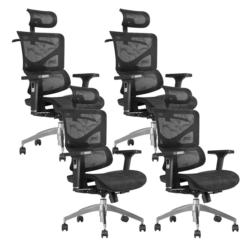 Contemporary Office Chair Ergonomic Adjustable High Back Desk Chair Black 4 Piece Set Without Footrest Clearhalo 'furn' 'furn_office_chair' 'Furniture' 'Office Chairs' 'Office Furniture' 'office_chair' 5892486