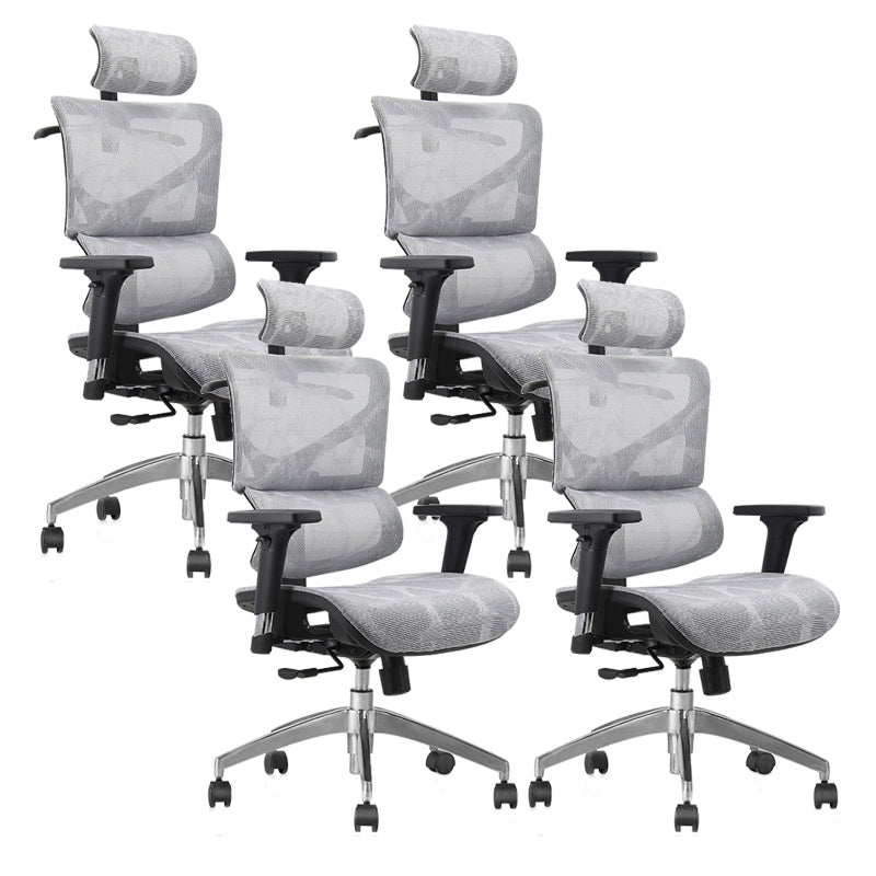 Contemporary Office Chair Ergonomic Adjustable High Back Desk Chair Grey 4 Piece Set Without Footrest Clearhalo 'furn' 'furn_office_chair' 'Furniture' 'Office Chairs' 'Office Furniture' 'office_chair' 5892495