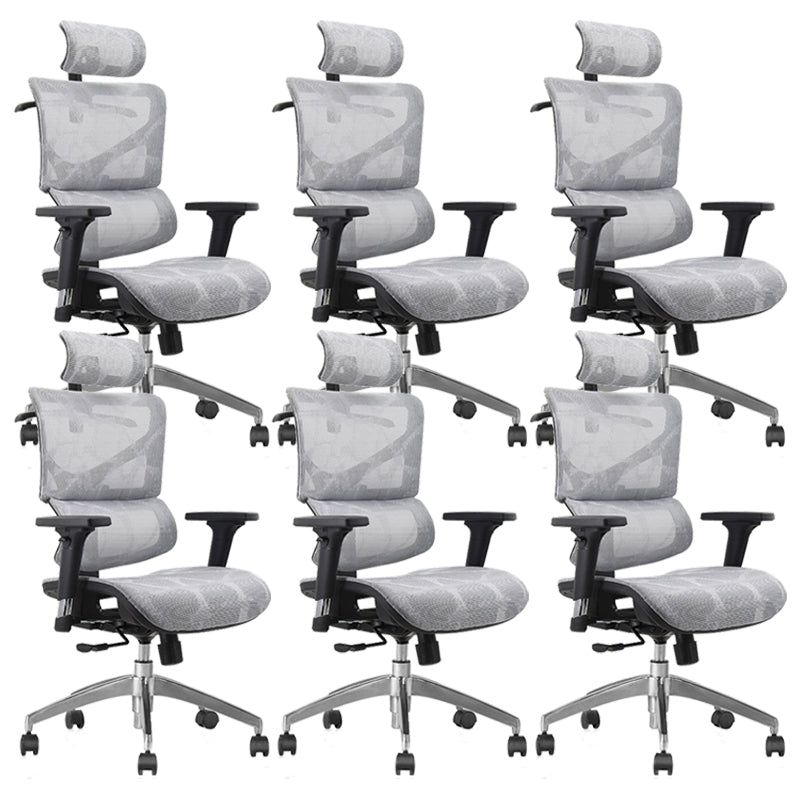 Contemporary Office Chair Ergonomic Adjustable High Back Desk Chair Grey 6 Piece Set Without Footrest Clearhalo 'furn' 'furn_office_chair' 'Furniture' 'Office Chairs' 'Office Furniture' 'office_chair' 5892497