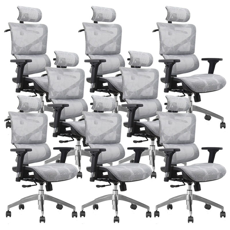 Contemporary Office Chair Ergonomic Adjustable High Back Desk Chair Grey 8 Piece Set Without Footrest Clearhalo 'furn' 'furn_office_chair' 'Furniture' 'Office Chairs' 'Office Furniture' 'office_chair' 5892500
