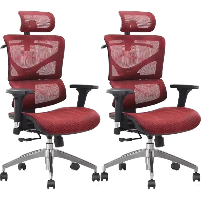 Contemporary Office Chair Ergonomic Adjustable High Back Desk Chair Red 2 Piece Set Without Footrest Clearhalo 'furn' 'furn_office_chair' 'Furniture' 'Office Chairs' 'Office Furniture' 'office_chair' 5892504