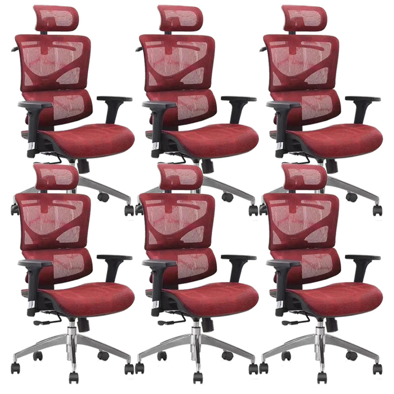 Contemporary Office Chair Ergonomic Adjustable High Back Desk Chair Red 6 Piece Set Without Footrest Clearhalo 'furn' 'furn_office_chair' 'Furniture' 'Office Chairs' 'Office Furniture' 'office_chair' 5892507