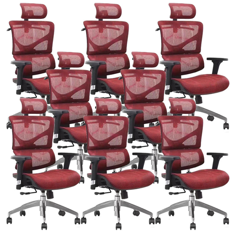 Contemporary Office Chair Ergonomic Adjustable High Back Desk Chair Red 8 Piece Set Without Footrest Clearhalo 'furn' 'furn_office_chair' 'Furniture' 'Office Chairs' 'Office Furniture' 'office_chair' 5892508