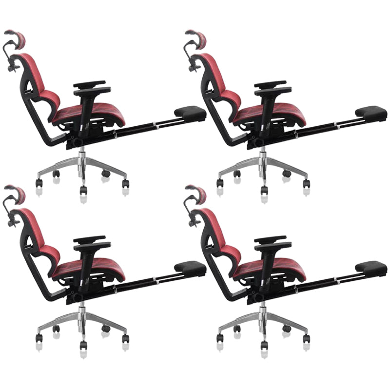 Contemporary Office Chair Ergonomic Adjustable High Back Desk Chair Red 4 Piece Set With Footrest Clearhalo 'furn' 'furn_office_chair' 'Furniture' 'Office Chairs' 'Office Furniture' 'office_chair' 5892516