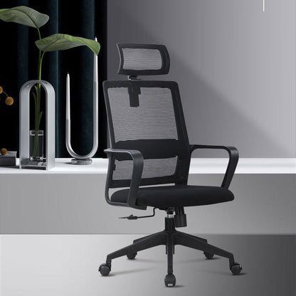 Contemporary Arm Chair Fixed Arms Adjustable Seat Height Office Chair Black 1 Piece Clearhalo 'furn' 'furn_office_chair' 'Furniture' 'Office Chairs' 'Office Furniture' 'office_chair' 5892525