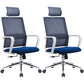 Contemporary Arm Chair Fixed Arms Adjustable Seat Height Office Chair Blue 2 Piece Set Clearhalo 'furn' 'furn_office_chair' 'Furniture' 'Office Chairs' 'Office Furniture' 'office_chair' 5892526