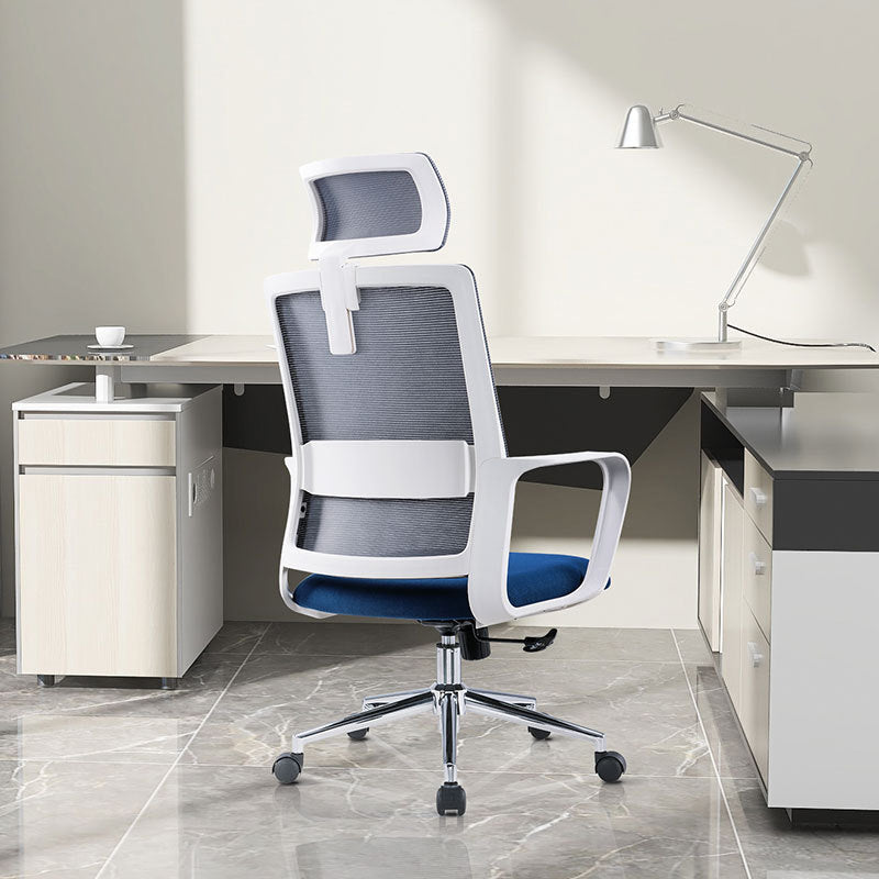Contemporary Arm Chair Fixed Arms Adjustable Seat Height Office Chair Blue 1 Piece Clearhalo 'furn' 'furn_office_chair' 'Furniture' 'Office Chairs' 'Office Furniture' 'office_chair' 5892528