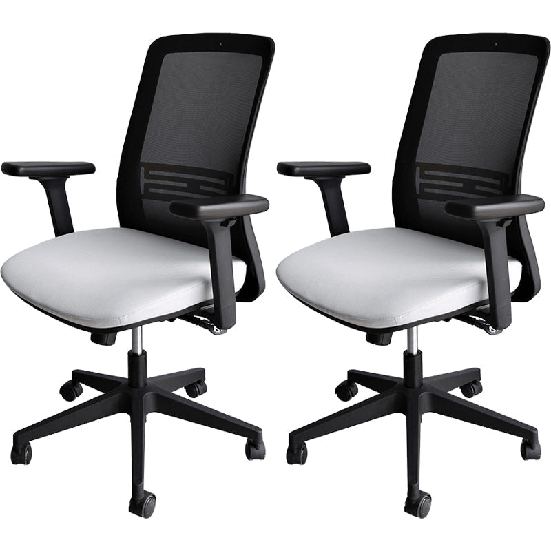 Contemporary Arm Chair Adjustable Seat Height Swivel Office Chair Black 2 Piece Set Clearhalo 'furn' 'furn_office_chair' 'Furniture' 'Office Chairs' 'Office Furniture' 'office_chair' 5892560