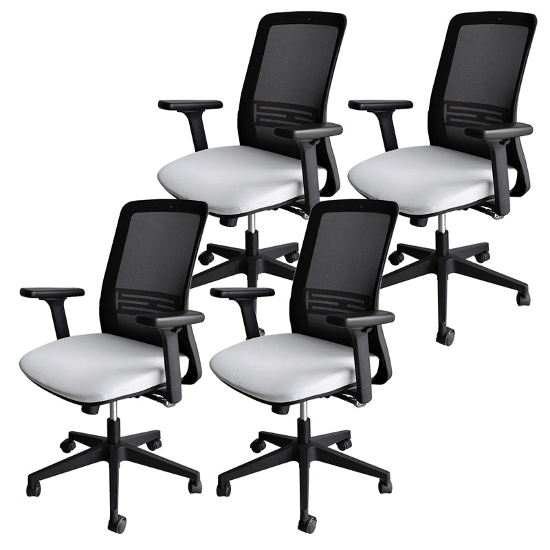 Contemporary Arm Chair Adjustable Seat Height Swivel Office Chair Black 4 Piece Set Clearhalo 'furn' 'furn_office_chair' 'Furniture' 'Office Chairs' 'Office Furniture' 'office_chair' 5892562