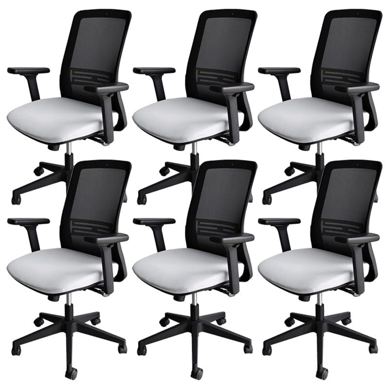 Contemporary Arm Chair Adjustable Seat Height Swivel Office Chair Black 6 Piece Set Clearhalo 'furn' 'furn_office_chair' 'Furniture' 'Office Chairs' 'Office Furniture' 'office_chair' 5892563