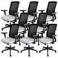 Contemporary Arm Chair Adjustable Seat Height Swivel Office Chair Black 8 Piece Set Clearhalo 'furn' 'furn_office_chair' 'Furniture' 'Office Chairs' 'Office Furniture' 'office_chair' 5892565