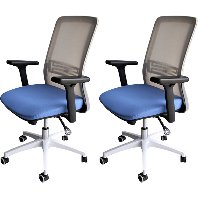 Contemporary Arm Chair Adjustable Seat Height Swivel Office Chair Blue 2 Piece Set Clearhalo 'furn' 'furn_office_chair' 'Furniture' 'Office Chairs' 'Office Furniture' 'office_chair' 5892567